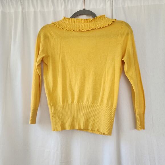 Anthropologie SPARROW Cardigan Sweater Marigold Yellow Ruffle Size XS Romantic - Picture 4 of 10